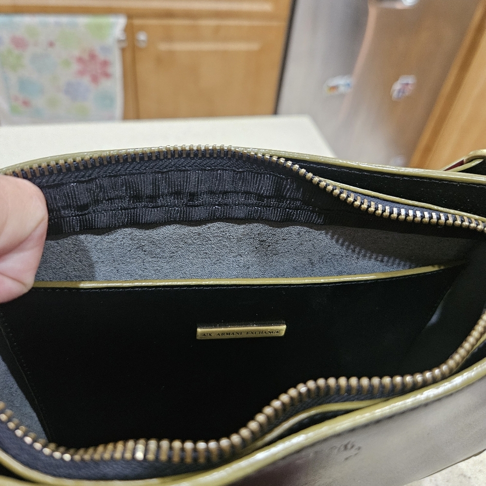 ARMANI EXCHANGE Black Leather Crossbody Handbag, SLEEK, Shiny Armani - Picture 4 of 6